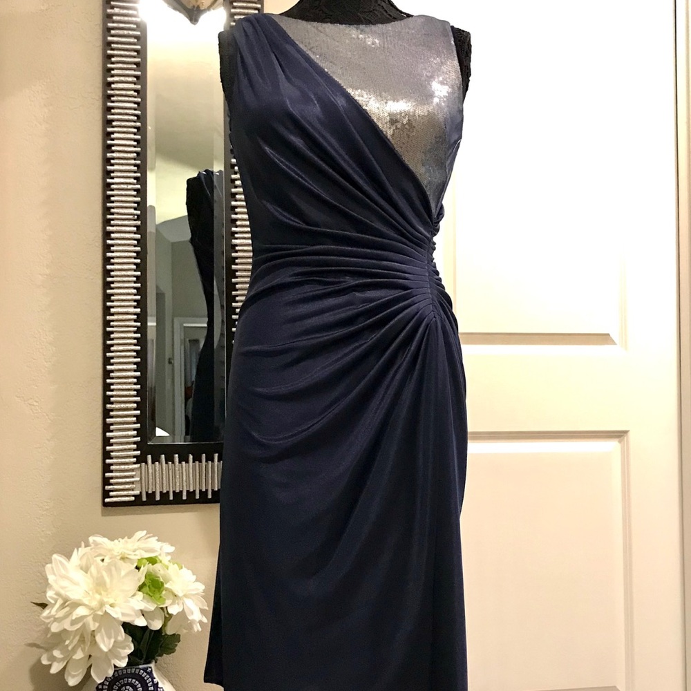 Adrianna Papell sequins Jersey Drape Dress